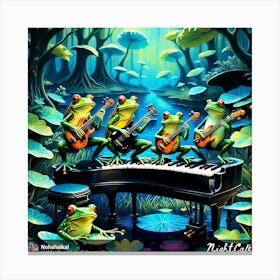 Frogs On The Piano Canvas Print