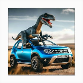 Dinosaur On A Dacia Duster Canvas Print
