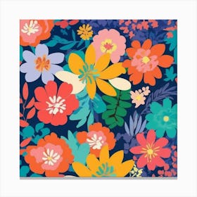 retro Floral Pattern Canvas Print