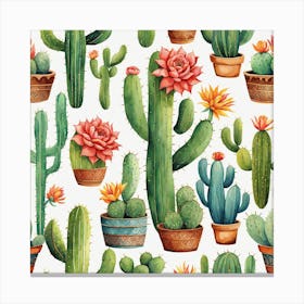 Watercolor Cactus Canvas Print