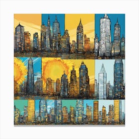 Contemporary Urban Skyline Reimagined With Van Gogh S (1) Canvas Print