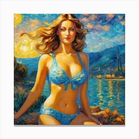 Woman In A Bikiniyy Canvas Print