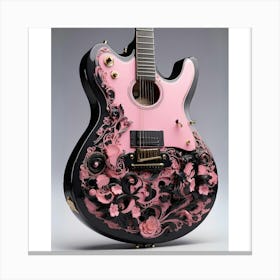 Rhapsody in Pink and Black Guitar Wall Art Collection 7 Canvas Print