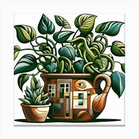 House In A Pot Canvas Print