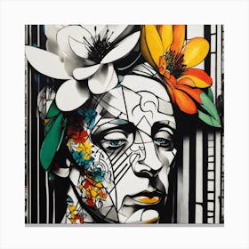 Harmony In Contrast Exploring Op Art, Picasso S Portrait, And The Urban Canvas Of Graffiti Adorned Mannequins Canvas Print