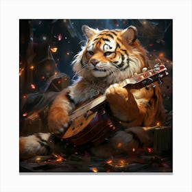 Tiger Playing Banjo Canvas Print