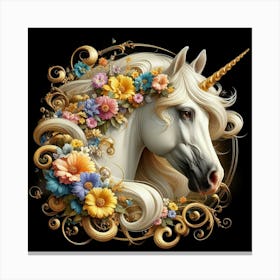 Unicorn With Flowers 2 Canvas Print