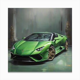  Green car, optimistic painting Canvas Print