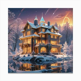 House In The Snow Canvas Print