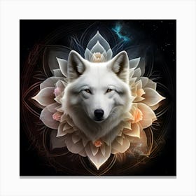 White Wolf Mandala Canvas Print