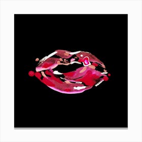 Red Lippies By Night Square Canvas Print