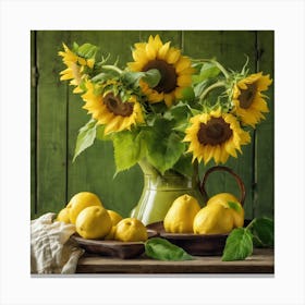 Sunflowers And Lemons 2 Canvas Print