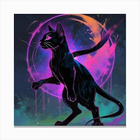 Black Cat On The Moon Canvas Print