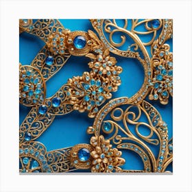 Gold And Blue Jewelry Canvas Print