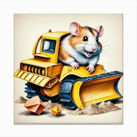 Hamster In Bulldozer 1 Canvas Print