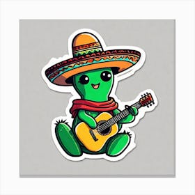 Cactus Playing Guitar 18 Canvas Print