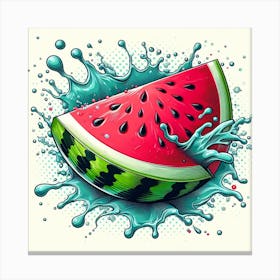 Flying watermelon slice, Pop art 1 Canvas Print