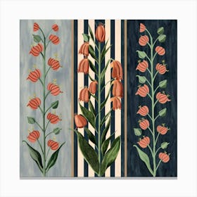 A wall painting divided into three equal parts, each part containing a type of plant 2 Canvas Print