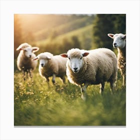 Sheep In The Meadow Canvas Print