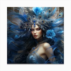 Blue Peacock Canvas Print