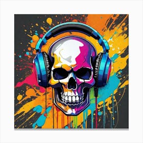 Skull With Headphones 46 Canvas Print