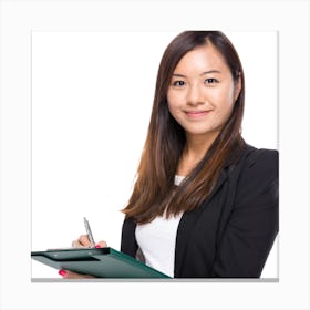 Business Woman Holding Clipboard Canvas Print