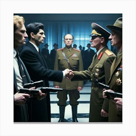 Group Of Men Shaking Hands Canvas Print