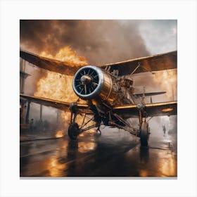 Steampunk Biplane on Runway Canvas Print