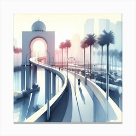 Cityscape With Palm Trees Canvas Print