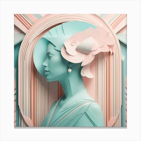 3D Pastels Paper Sculpture Japanese Textured Monochromatic Canvas Print