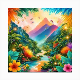 Tropical Jungle Landscape Canvas Print