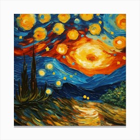 Starry Night Van Gogh Style Painting  Canvas Print