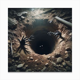 Monster Crawls Out Of A Hole Canvas Print