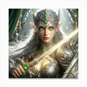 Elf Girl With Sword 3 Canvas Print
