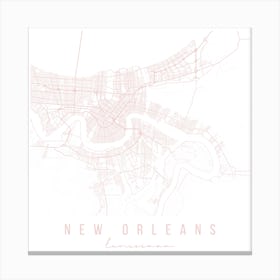 New Orelans Louisiana Light Pink Minimal Street Map Square Canvas Print