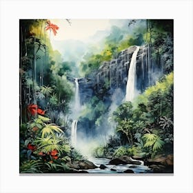 Waterfall In The Jungle 3 Canvas Print