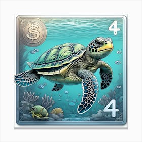 Ocean Turtle In Ocen Art Poster Vintage Canvas Print