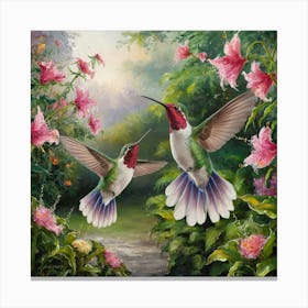 Hummingbirds In Flight Canvas Print