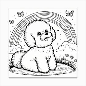 Line Art Bichon Frisé dog Canvas Print