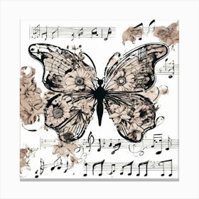 Music Note Butterfly Canvas Print