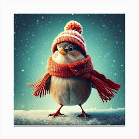 Firefly Sparrow, Winter, Outfit, Dancing, Copy Space, Bird, Festive, Charming, Adorable, Whimsical, (10) Canvas Print