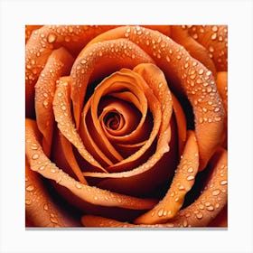 Orange Rose With Water Droplets Canvas Print