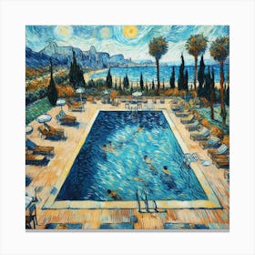 Starry Night At The Pool Canvas Print