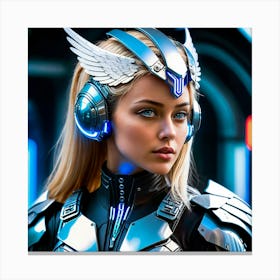 Futuristic Girl With Wings 1 Canvas Print