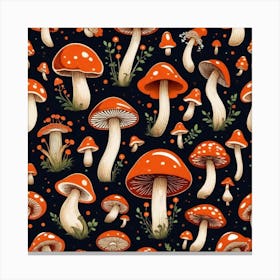 Seamless Pattern With Mushrooms 16 Canvas Print