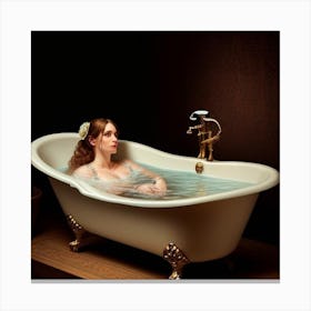 Woman In A Bathtub Canvas Print