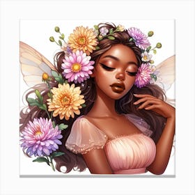 Fairy Girl With Flowers Canvas Print