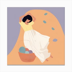 Easter Girl With Basket Canvas Print