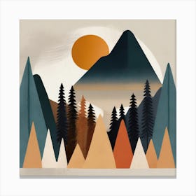 Forest And Mountains, Geometric Abstract Canvas Print