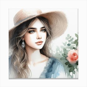 Watercolor Of A Girl Canvas Print